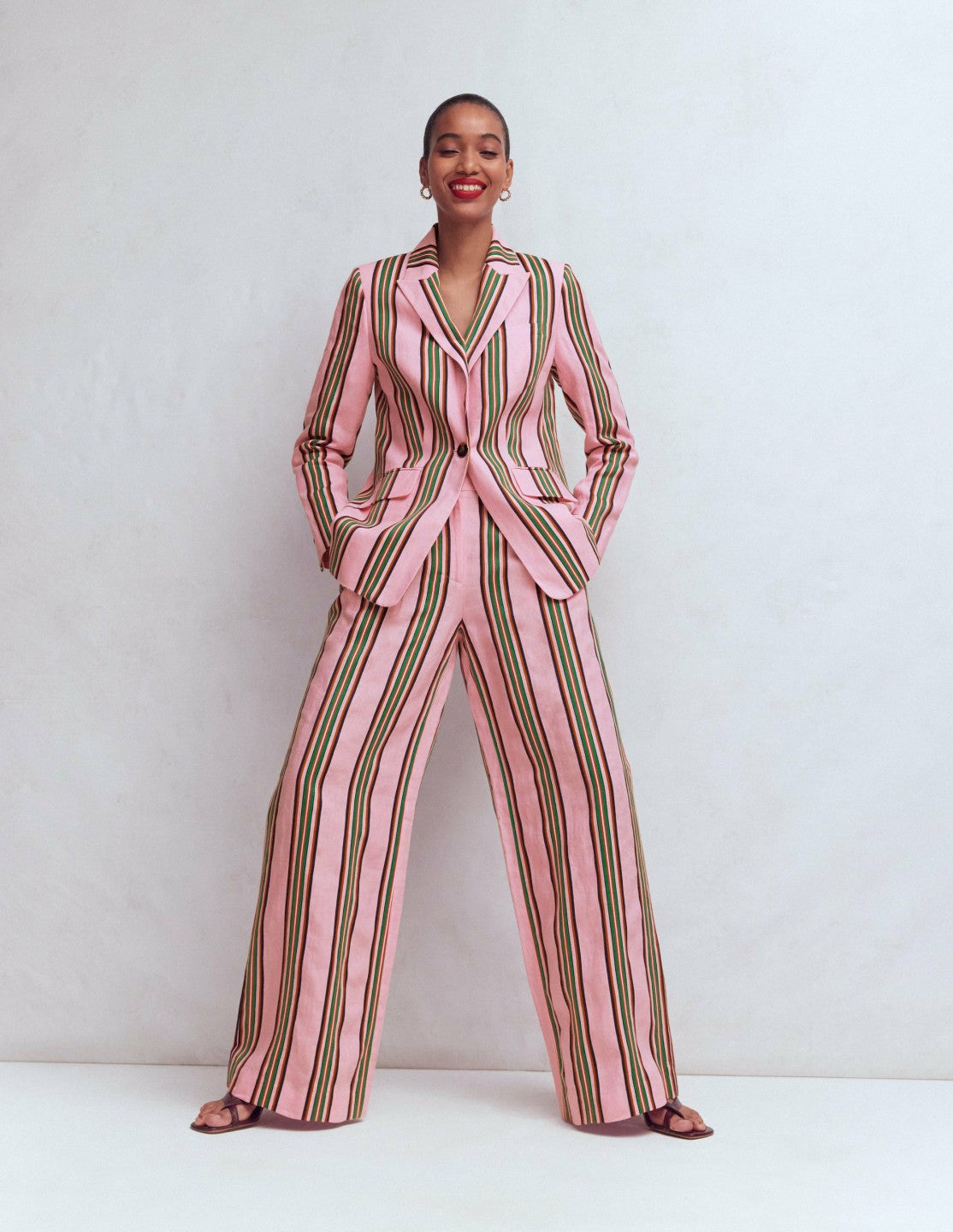 Kensington Linen Pants-Pink and Green Stripe / Boden us
