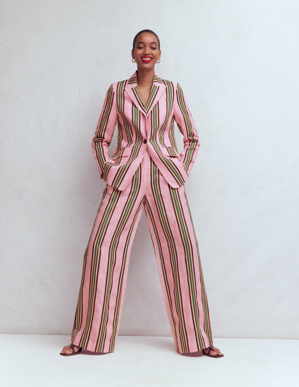 Kensington Linen Pants-Pink and Green Stripe / Boden us