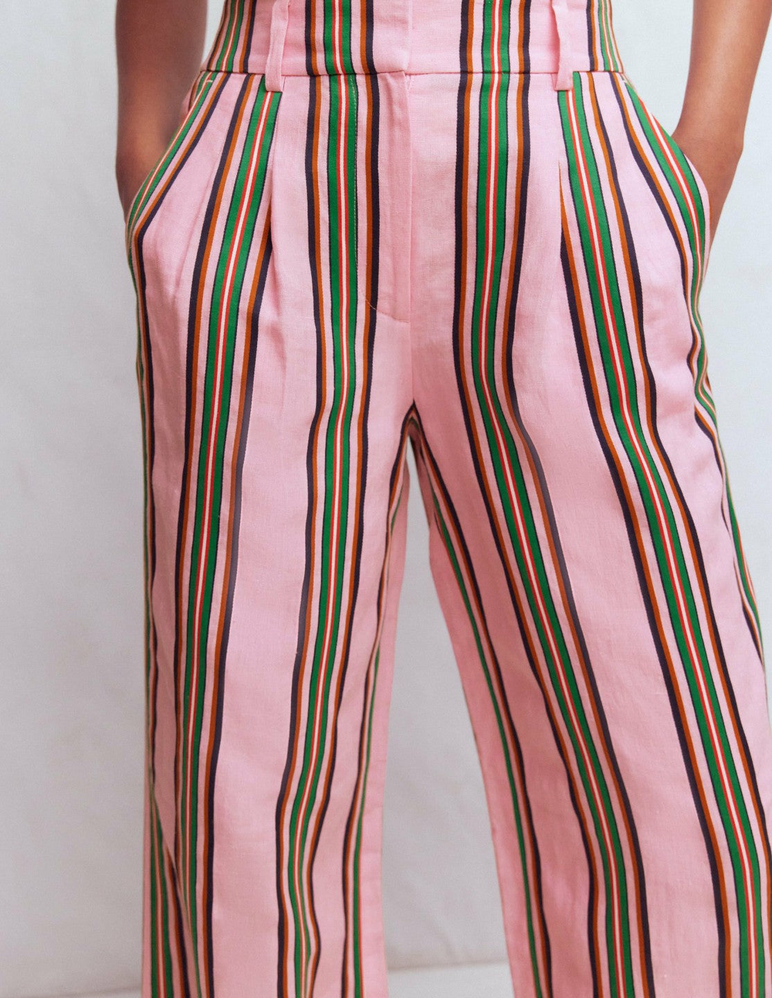 Kensington Linen Pants-Pink and Green Stripe / Boden us