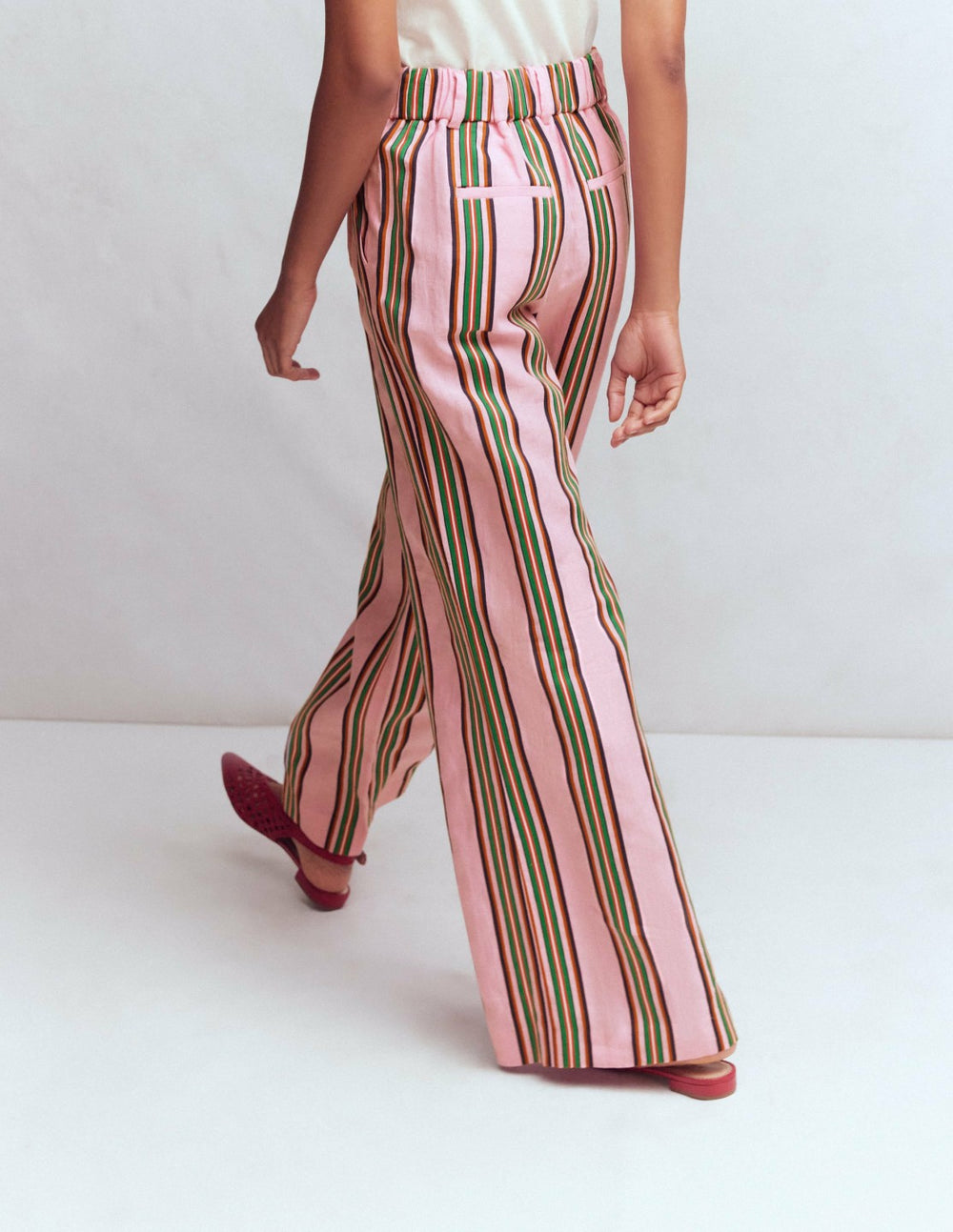 Kensington Linen Pants-Pink and Green Stripe / Boden us