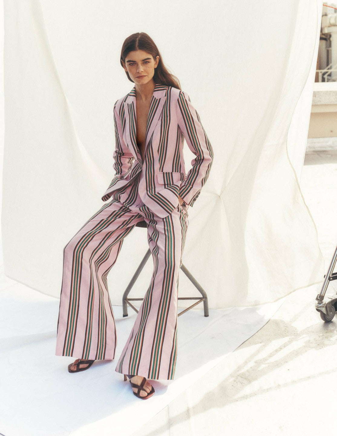 Kensington Linen Pants-Pink and Green Stripe / Boden us