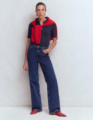 Collared Ribbed Henley Top-Navy / Boden Online