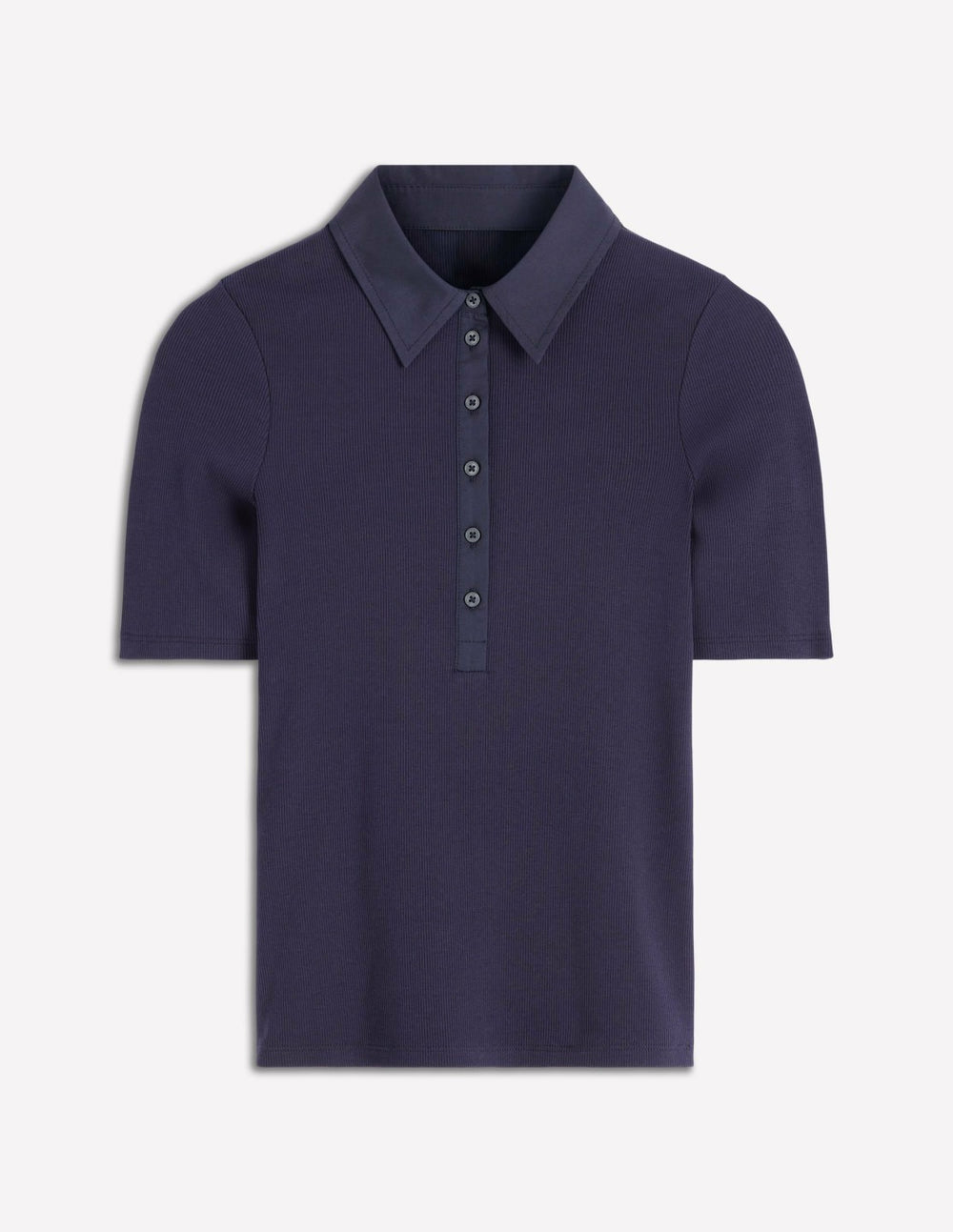 Collared Ribbed Henley Top-Navy / Boden Online