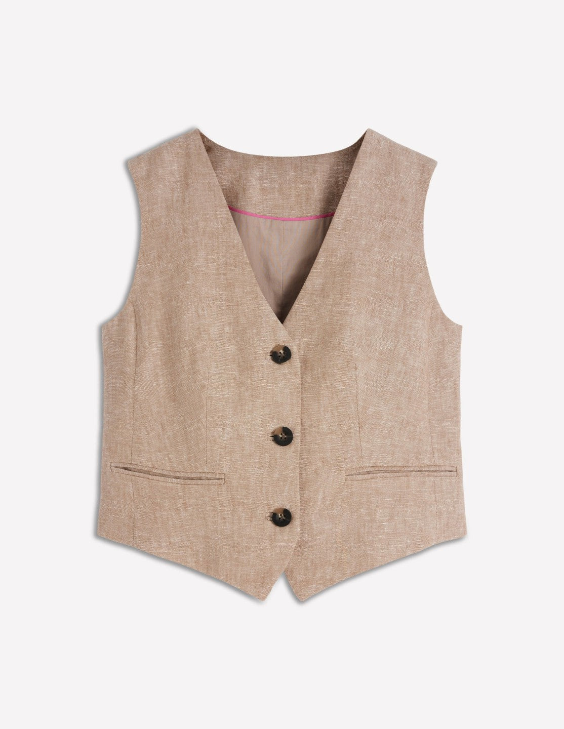 V-neck Linen Waistcoat-Amphora, Chambray / Boden Discount