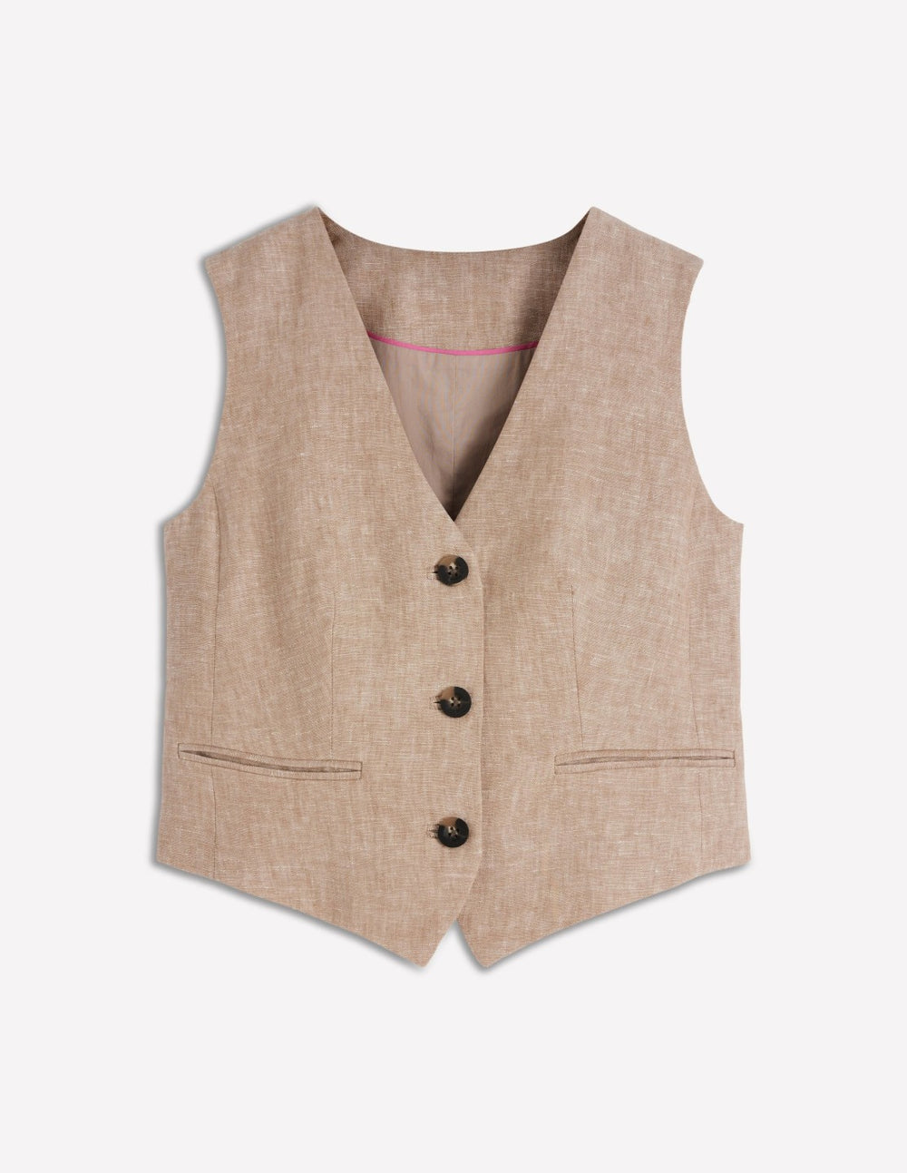 V-neck Linen Waistcoat-Amphora, Chambray / Boden Discount