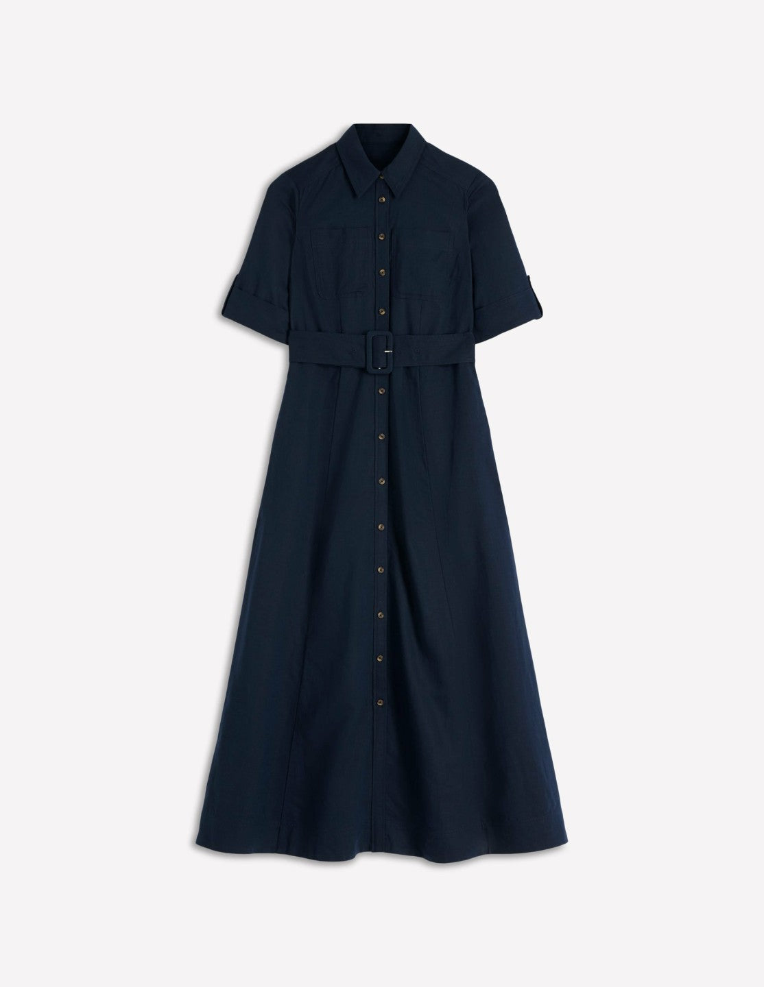 Ora Linen Blend Shirt Dress-Navy / Boden On sale