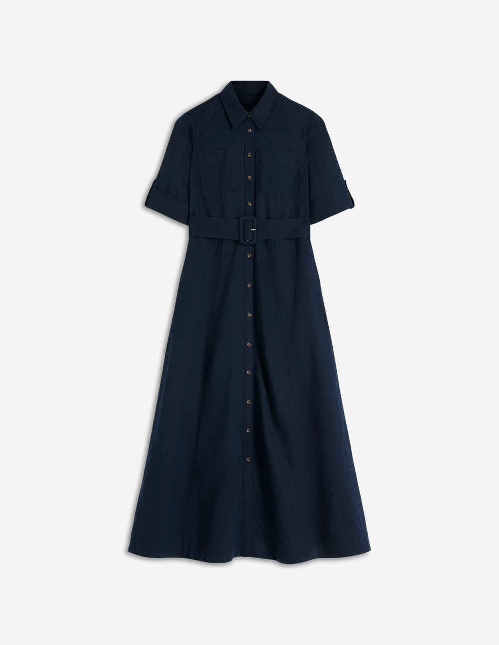 Ora Linen Blend Shirt Dress-Navy / Boden On sale