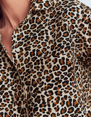 Sadie Relaxed Cotton Shirt-Soft Cream, Leopard Flow / Boden