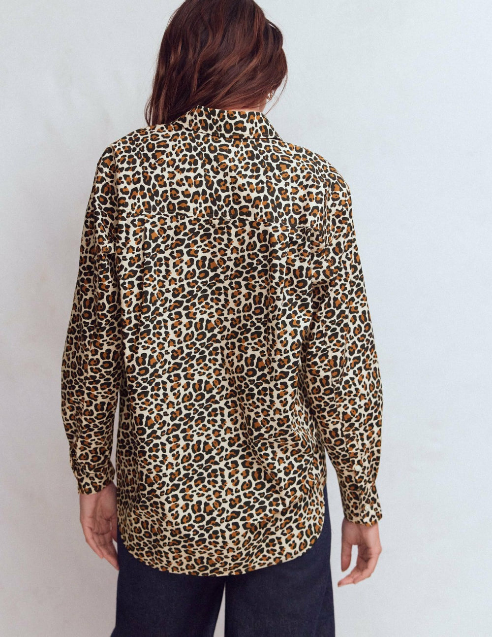 Sadie Relaxed Cotton Shirt-Soft Cream, Leopard Flow / Boden
