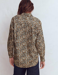 Sadie Relaxed Cotton Shirt-Soft Cream, Leopard Flow / Boden