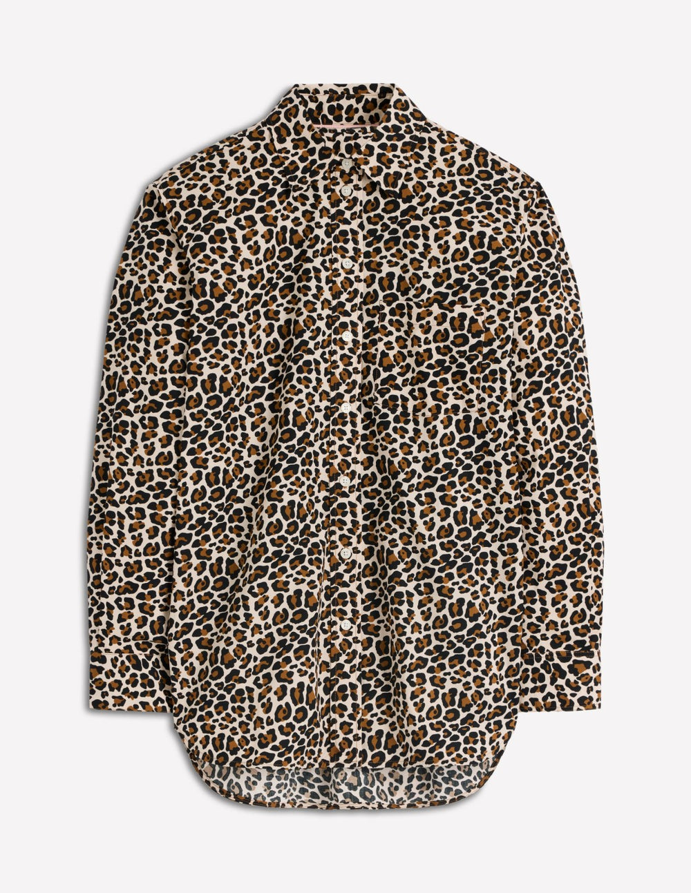 Sadie Relaxed Cotton Shirt-Soft Cream, Leopard Flow / Boden