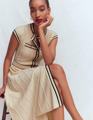 Cap Sleeve Knitted Dress-Warm Ivory / Boden Sale