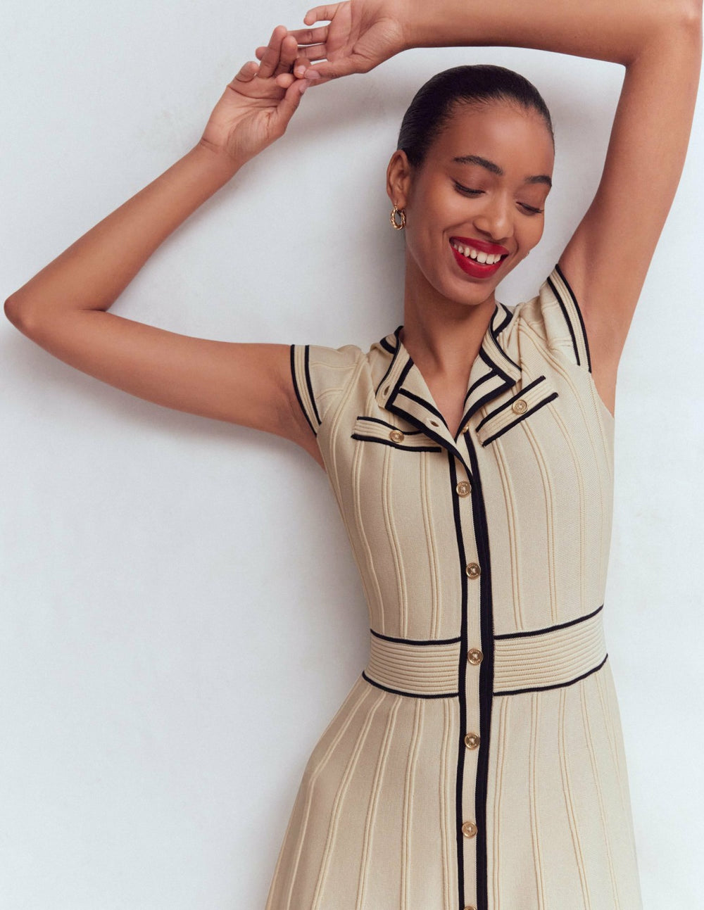 Cap Sleeve Knitted Dress-Warm Ivory / Boden Sale