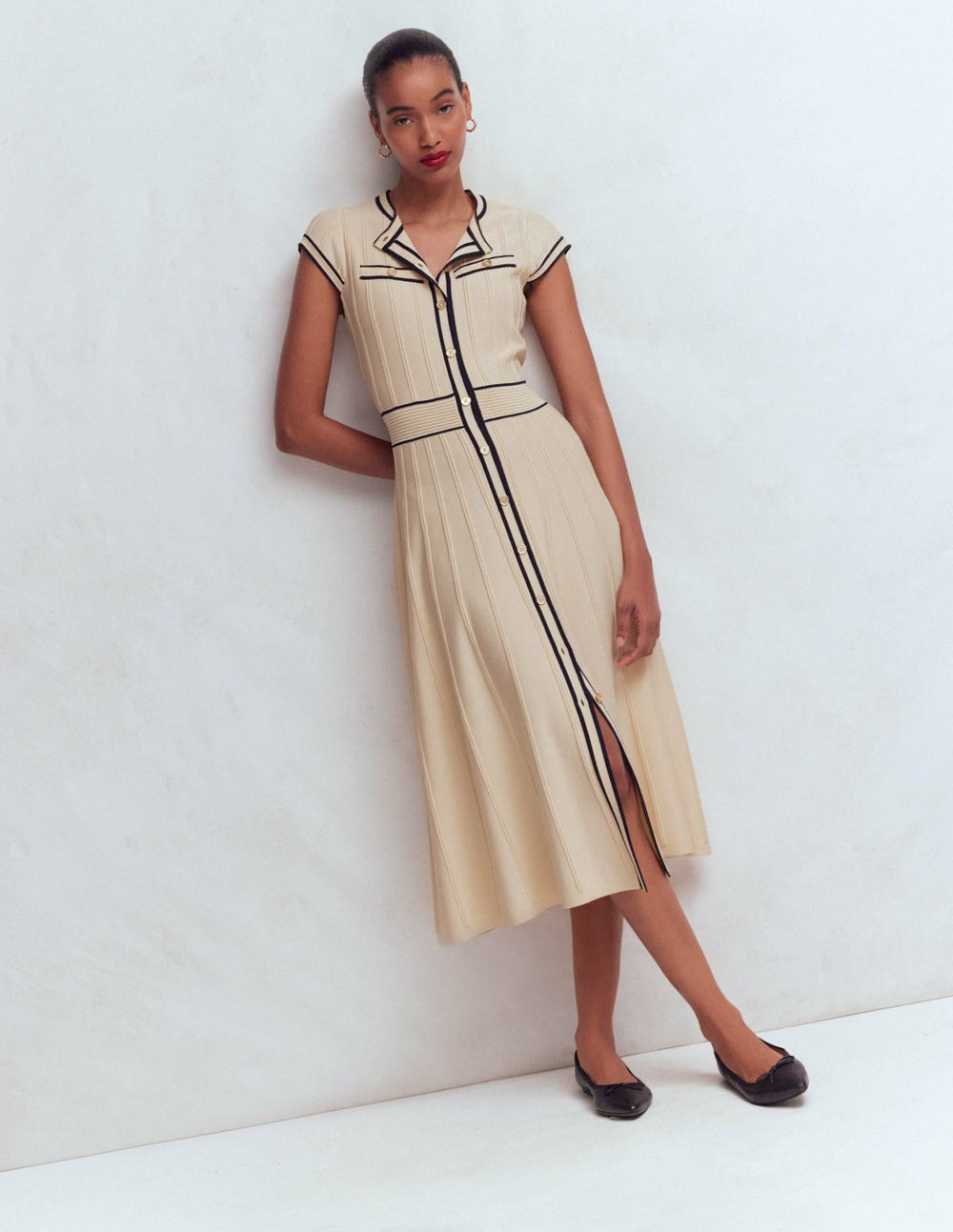 Cap Sleeve Knitted Dress-Warm Ivory / Boden Sale