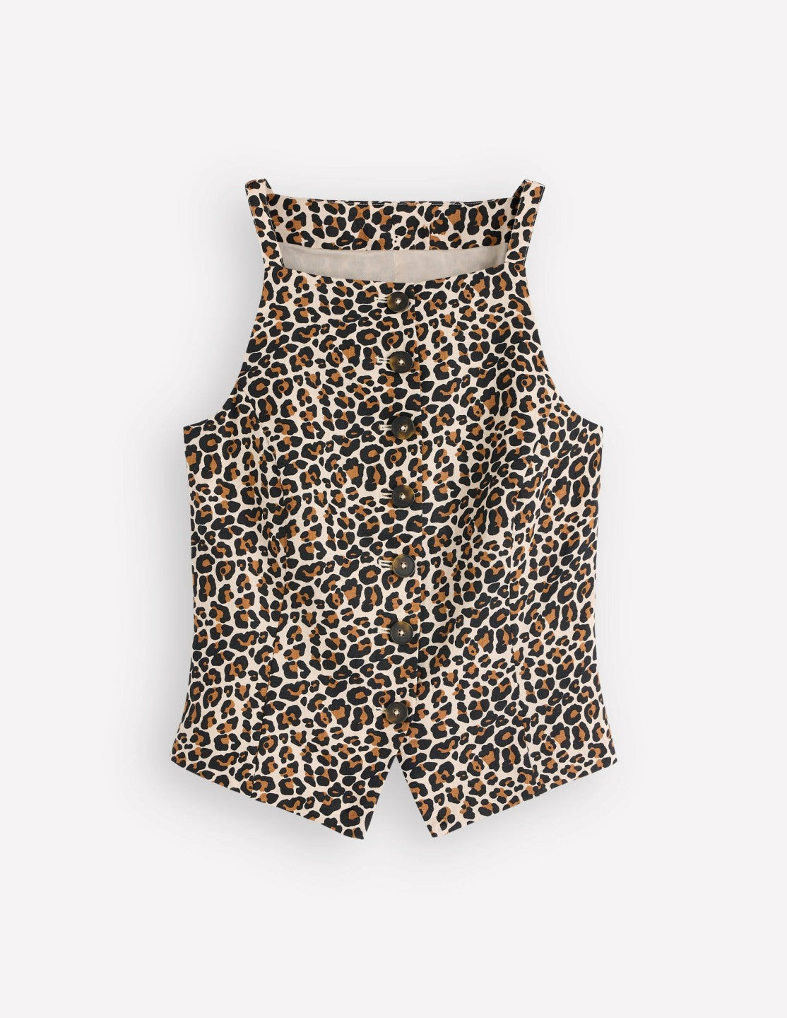 Square Neck Linen Waistcoat-Leopard Print / Boden Online