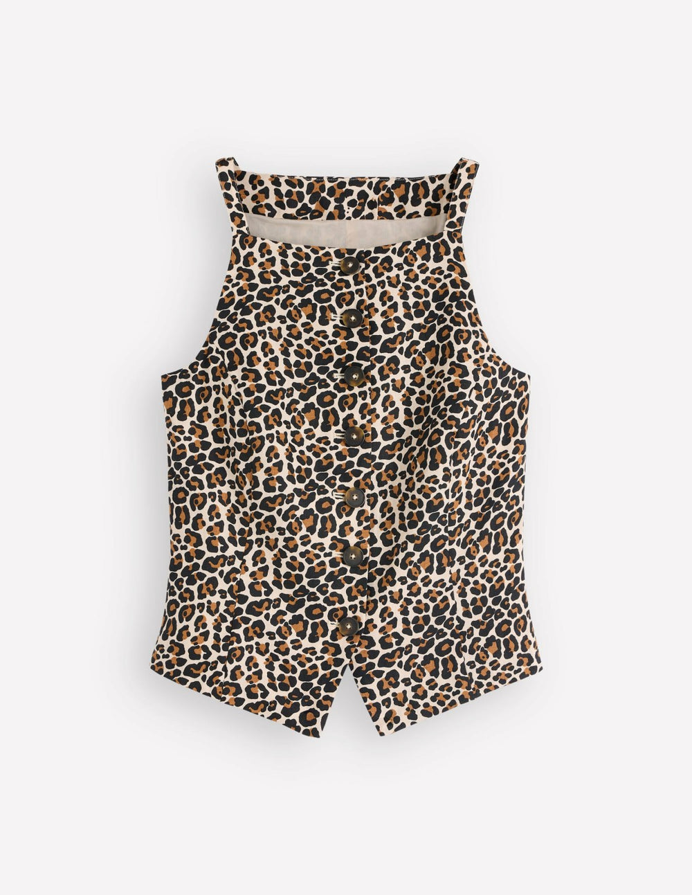 Square Neck Linen Waistcoat-Leopard Print / Boden Online