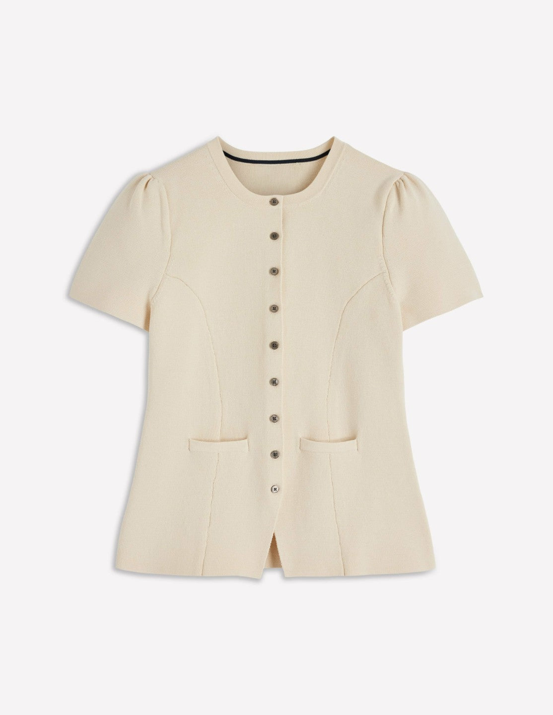 Short Sleeve Knitted Jacket-Ivory / Boden us