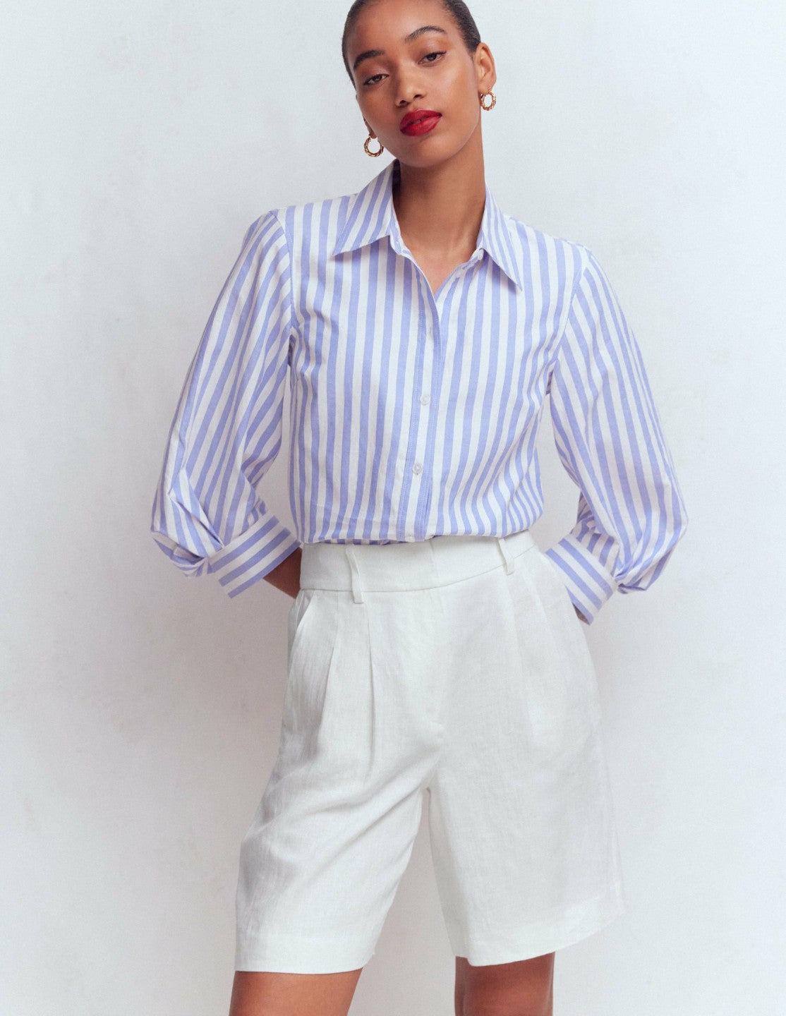Kensington Linen Shorts-White / Boden