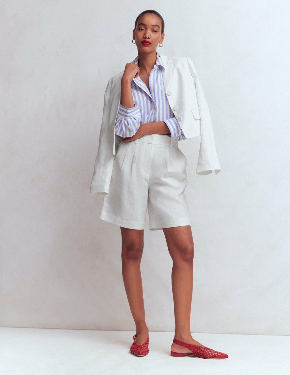 Kensington Linen Shorts-White / Boden