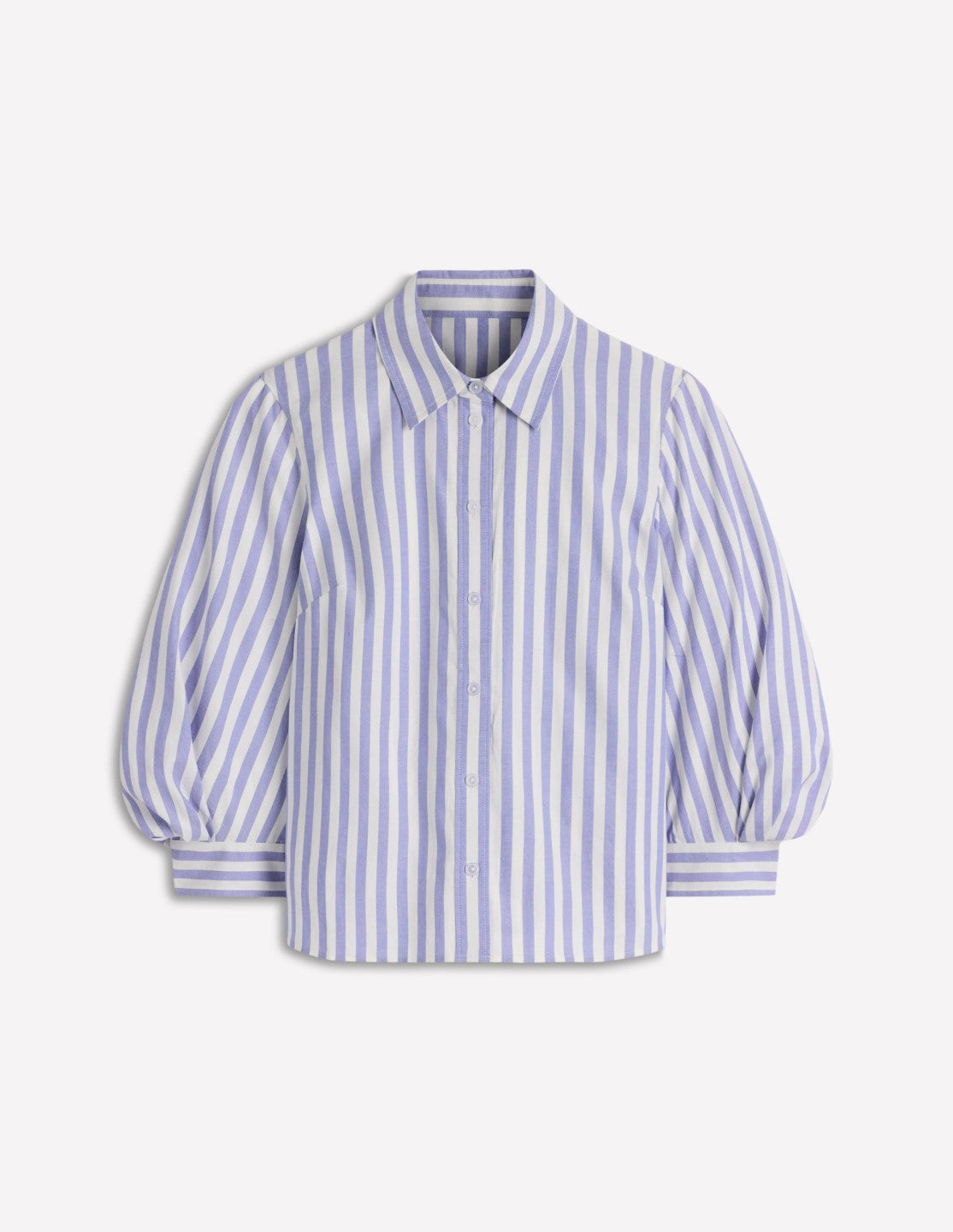 Puff Sleeve Oxford Shirt-Navy, Ivory Stripe / Boden Sale