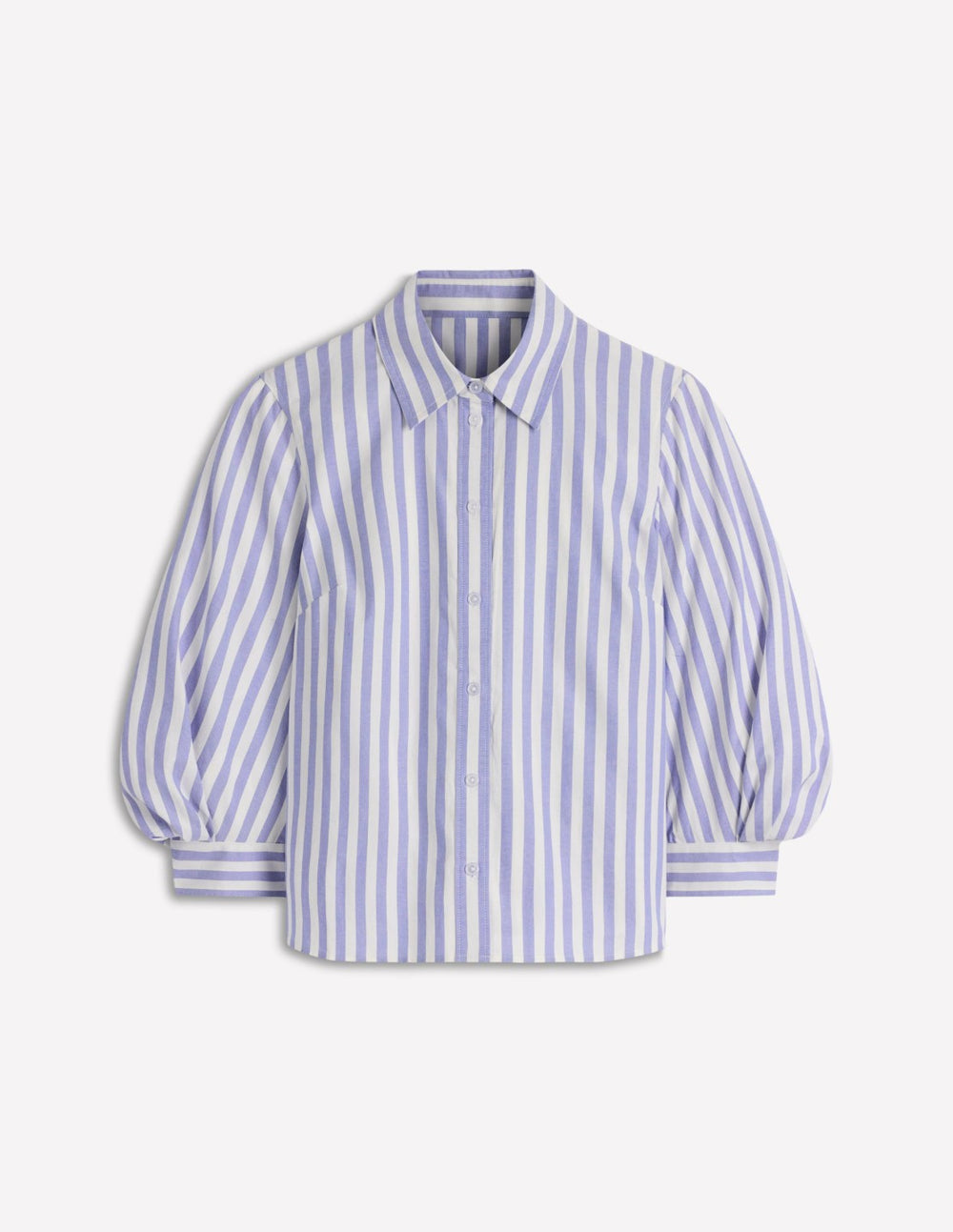 Puff Sleeve Oxford Shirt-Navy, Ivory Stripe / Boden Sale
