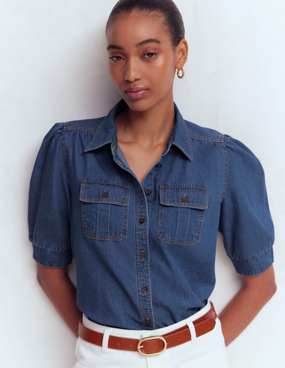 Short Sleeve Denim Top-Light Vintage / Boden Online
