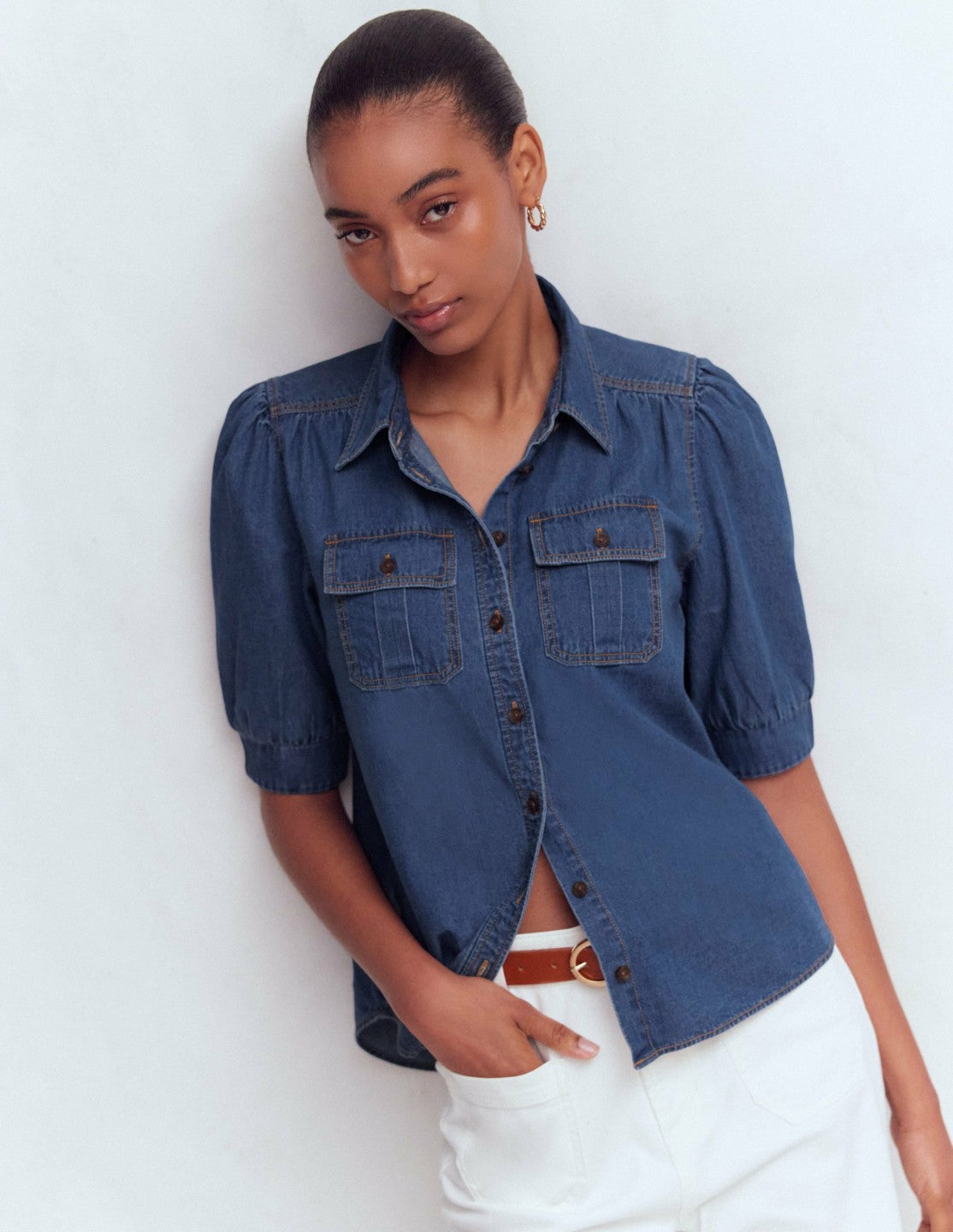 Short Sleeve Denim Top-Light Vintage / Boden Online
