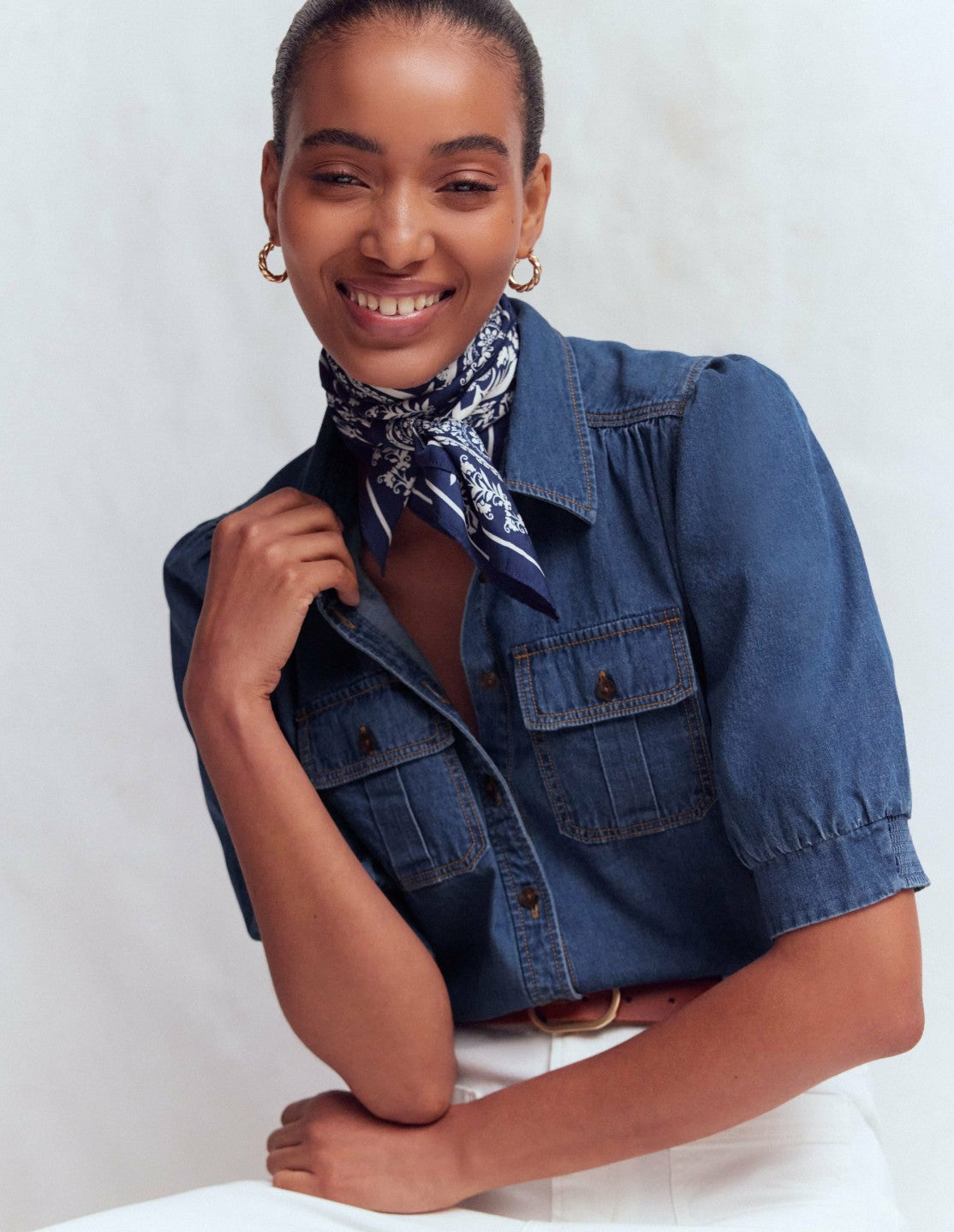 Short Sleeve Denim Top-Light Vintage / Boden Online