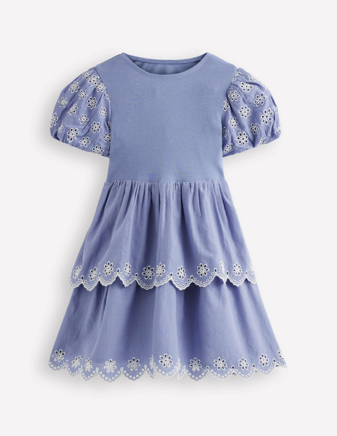 Broderie Rara Jersey Dress-Dusty Blue / Boden Outlet