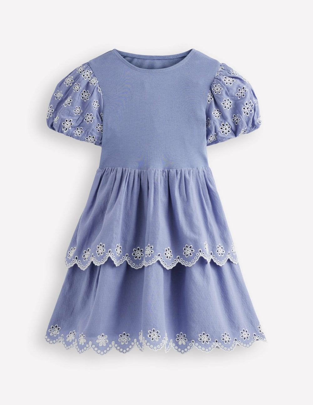 Broderie Rara Jersey Dress-Dusty Blue / Boden Outlet