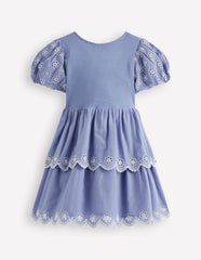 Broderie Rara Jersey Dress-Dusty Blue / Boden Outlet