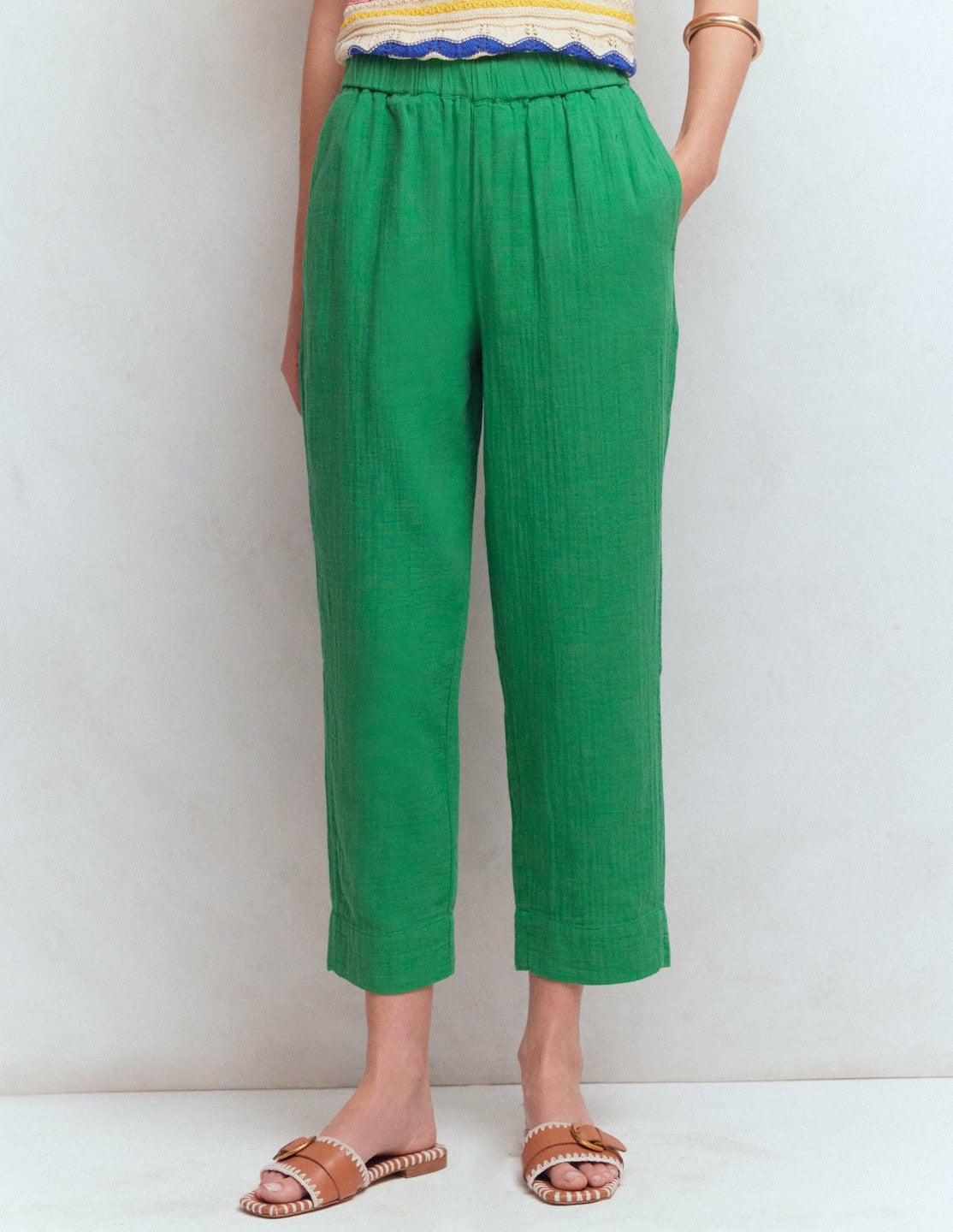 Double Cloth Crop Pants-Shamrock Green / Boden Discount