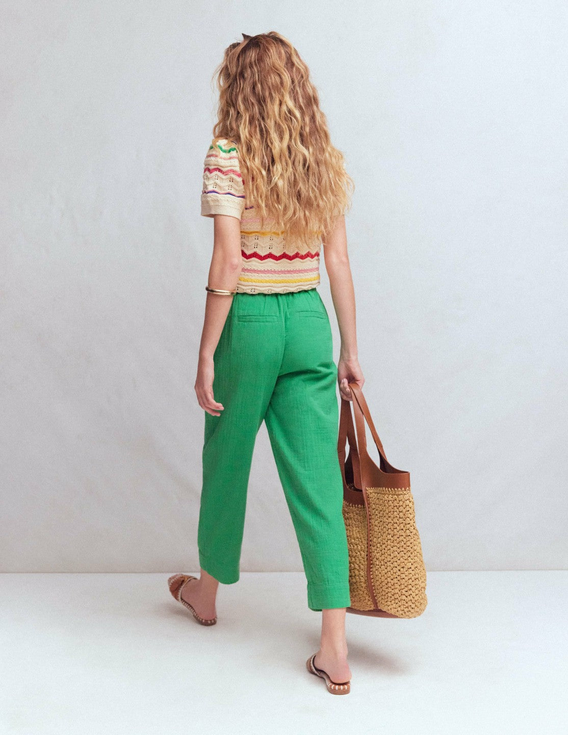 Double Cloth Crop Pants-Shamrock Green / Boden Discount