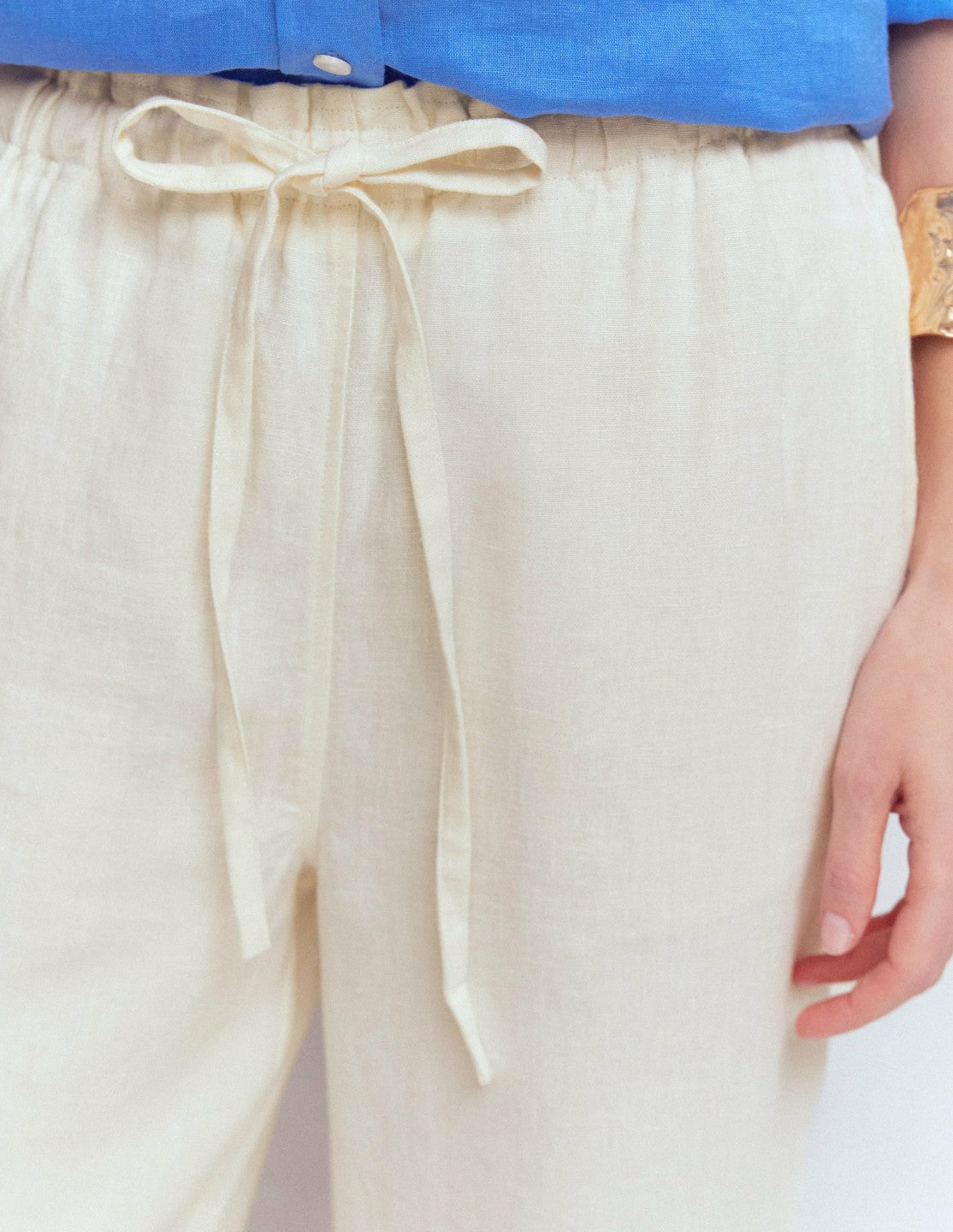 Islington Linen Crop Pants-Ivory / Boden On sale