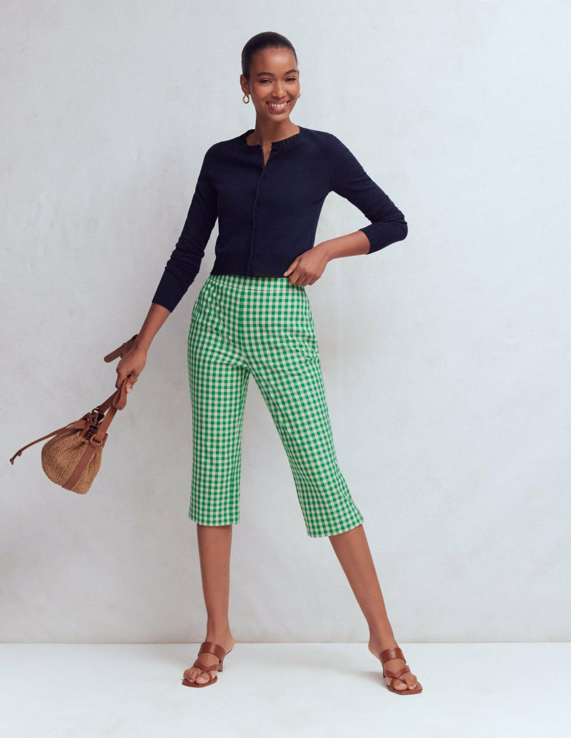 Capri Pants-Rich Emerald, Gingham / Boden