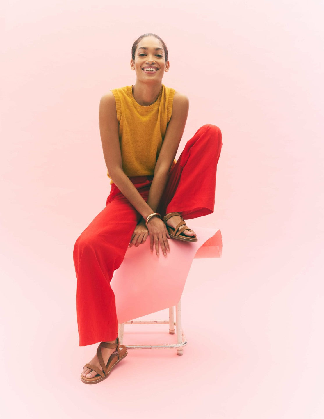 Belgravia Linen Pants-Bright Cherry / Boden Online