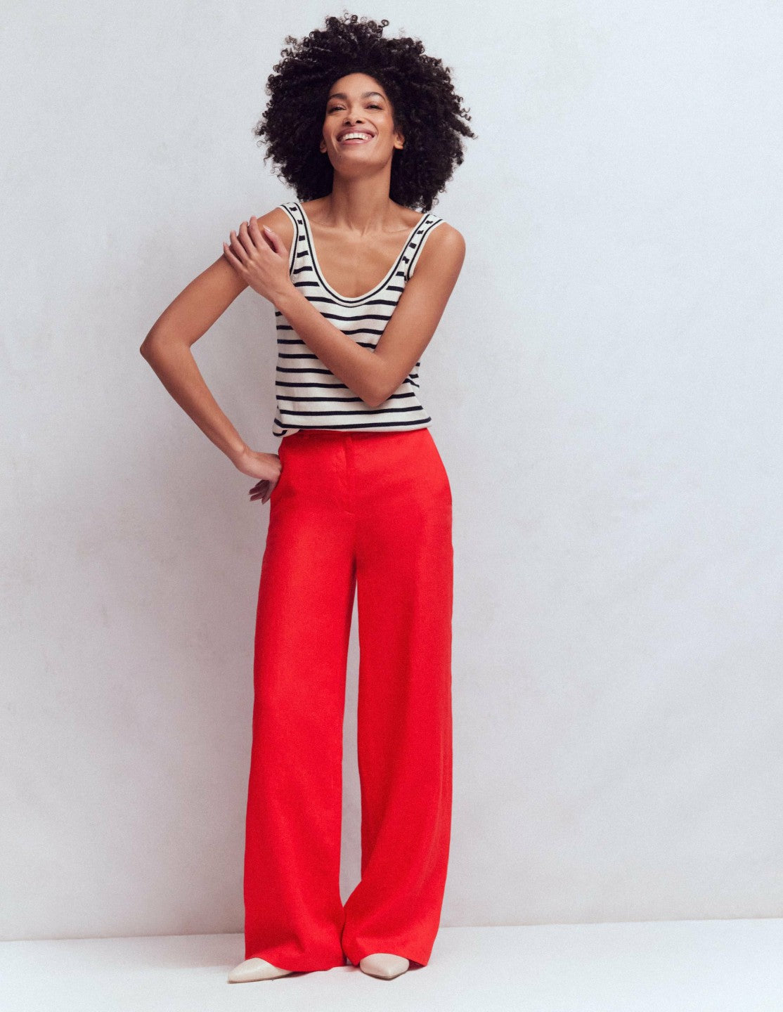 Belgravia Linen Pants-Bright Cherry / Boden Online
