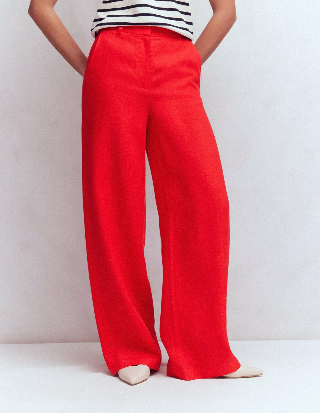 Belgravia Linen Pants-Bright Cherry / Boden Online