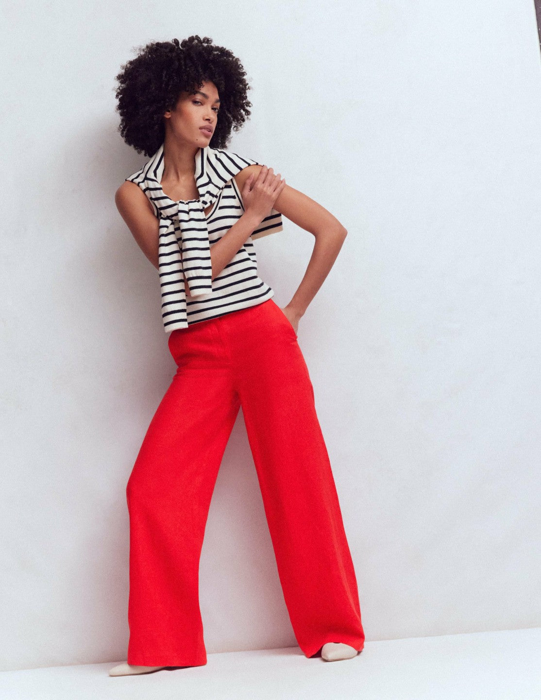 Belgravia Linen Pants-Bright Cherry / Boden Online