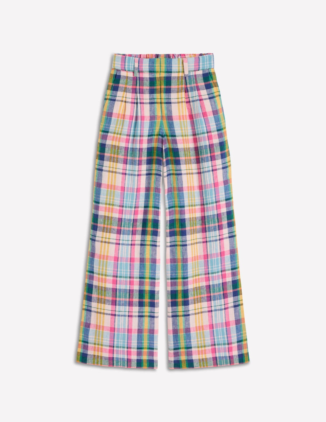 Kensington Linen Pants-Blue, Pink and Green Madras / Boden Outlet