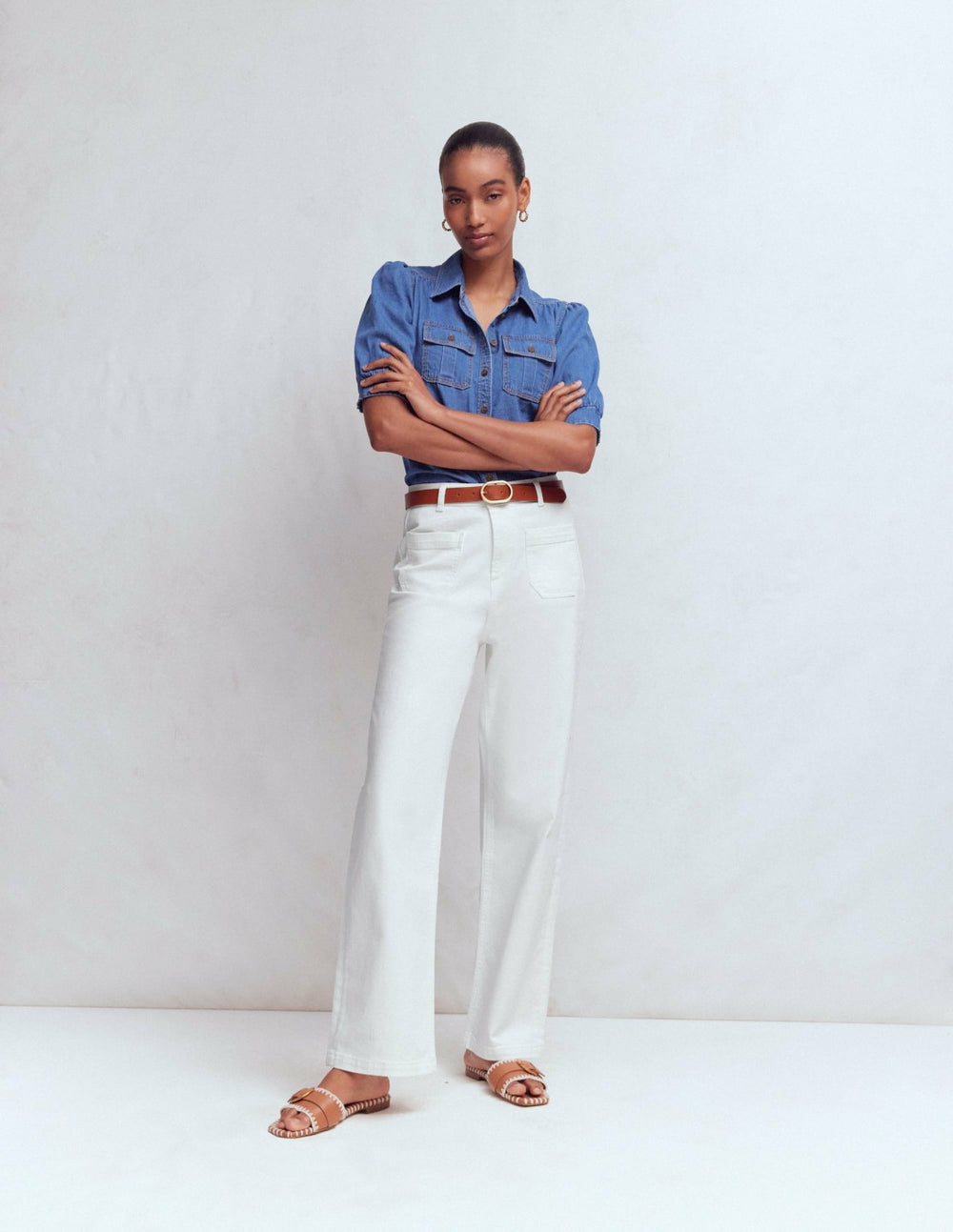 Straight Leg Pocket Jeans-White / Boden Discount