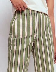 Barrel Leg Chino Pants-Green, Navy, Pink Stripe / Boden On sale