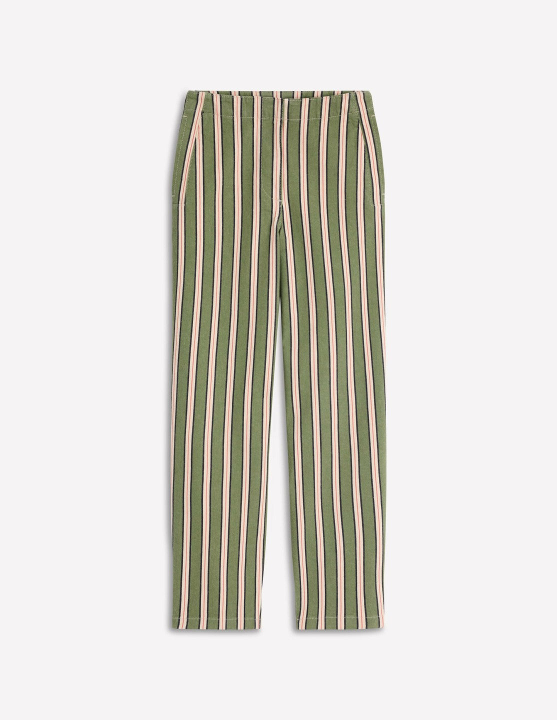 Barrel Leg Chino Pants-Green, Navy, Pink Stripe / Boden On sale