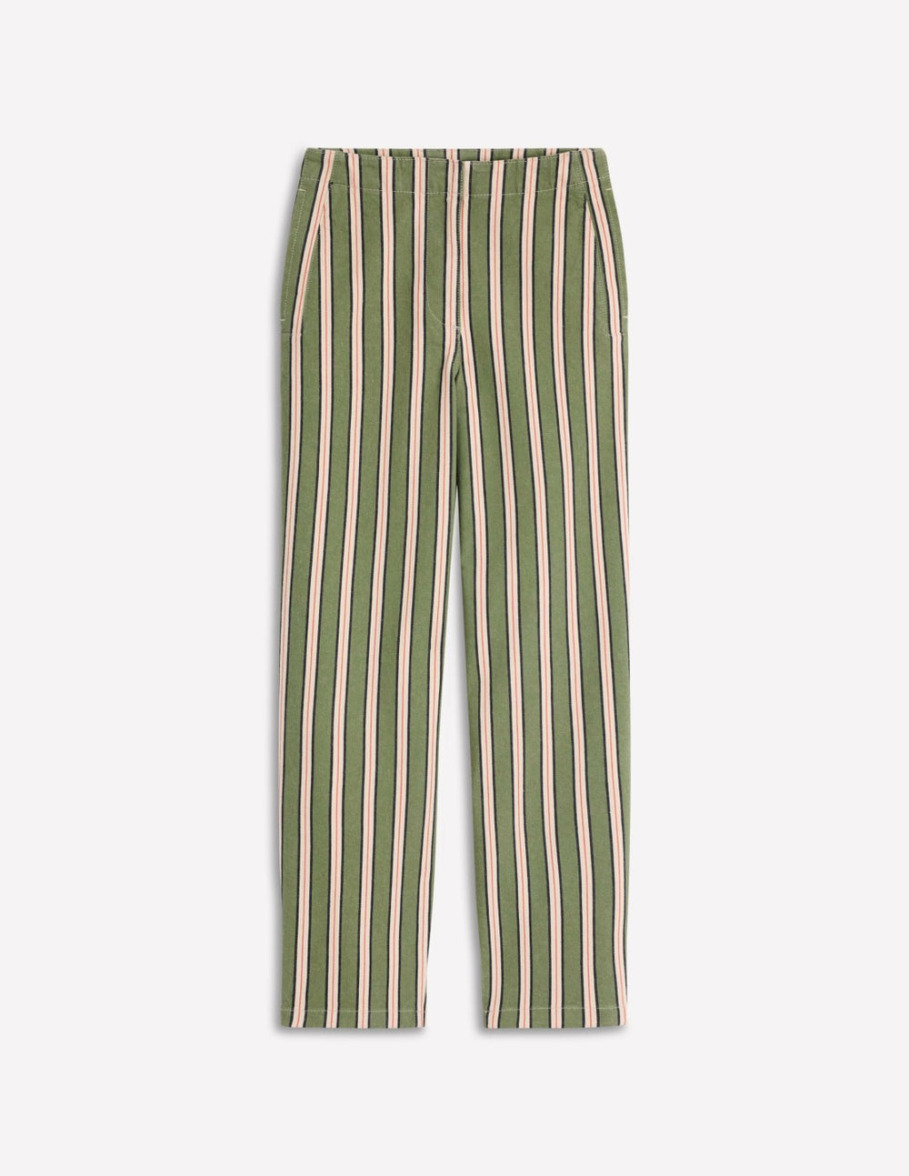 Barrel Leg Chino Pants-Green, Navy, Pink Stripe / Boden On sale