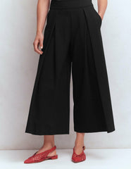 Single Pleat Ponte Culotte-Black / Boden