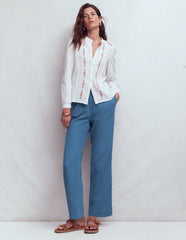 Pull On Double Cloth Pants-Seamist Blue / Boden Online