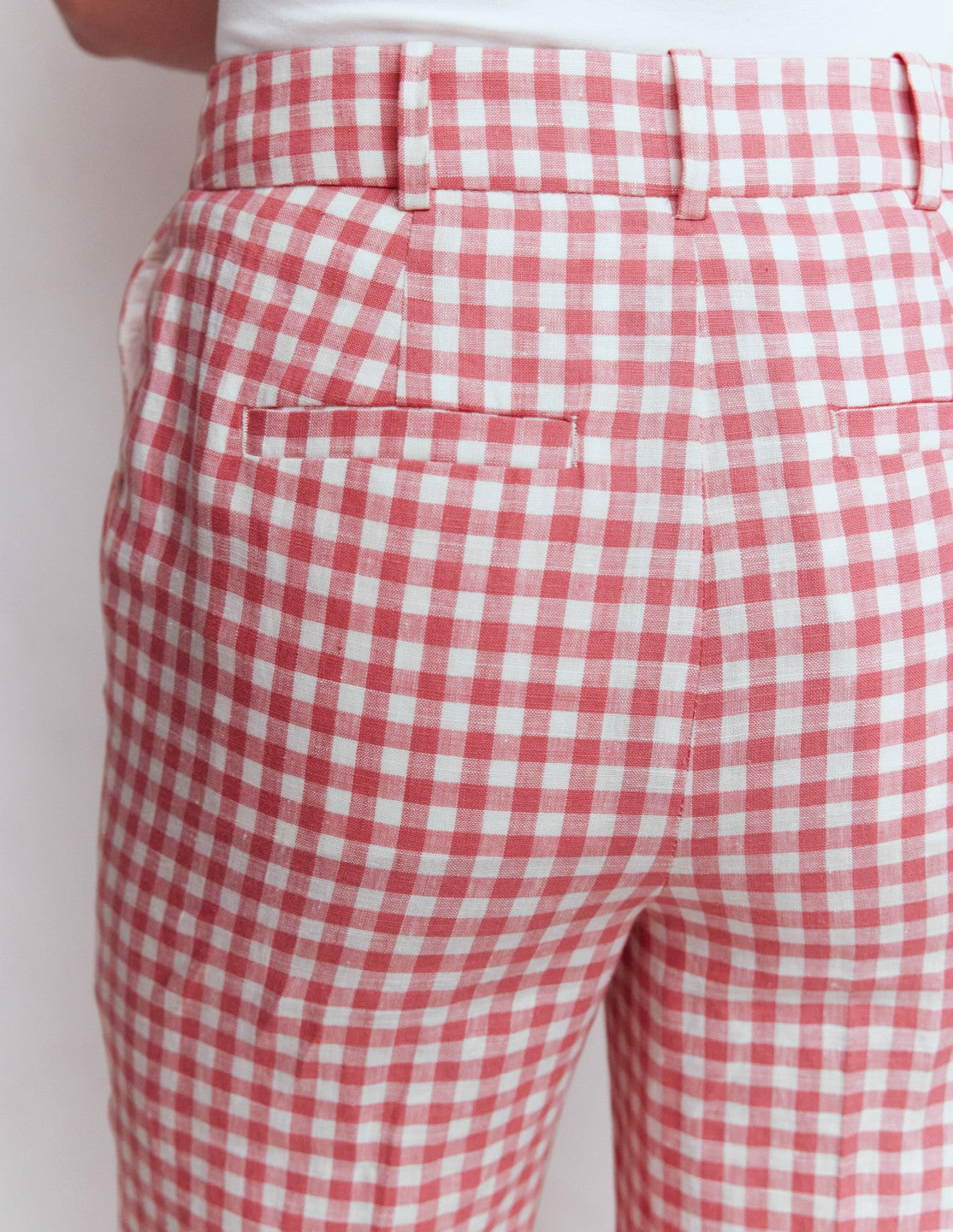 Canonbury 7/8 Linen Pants-Vintage Rose Gingham / Boden