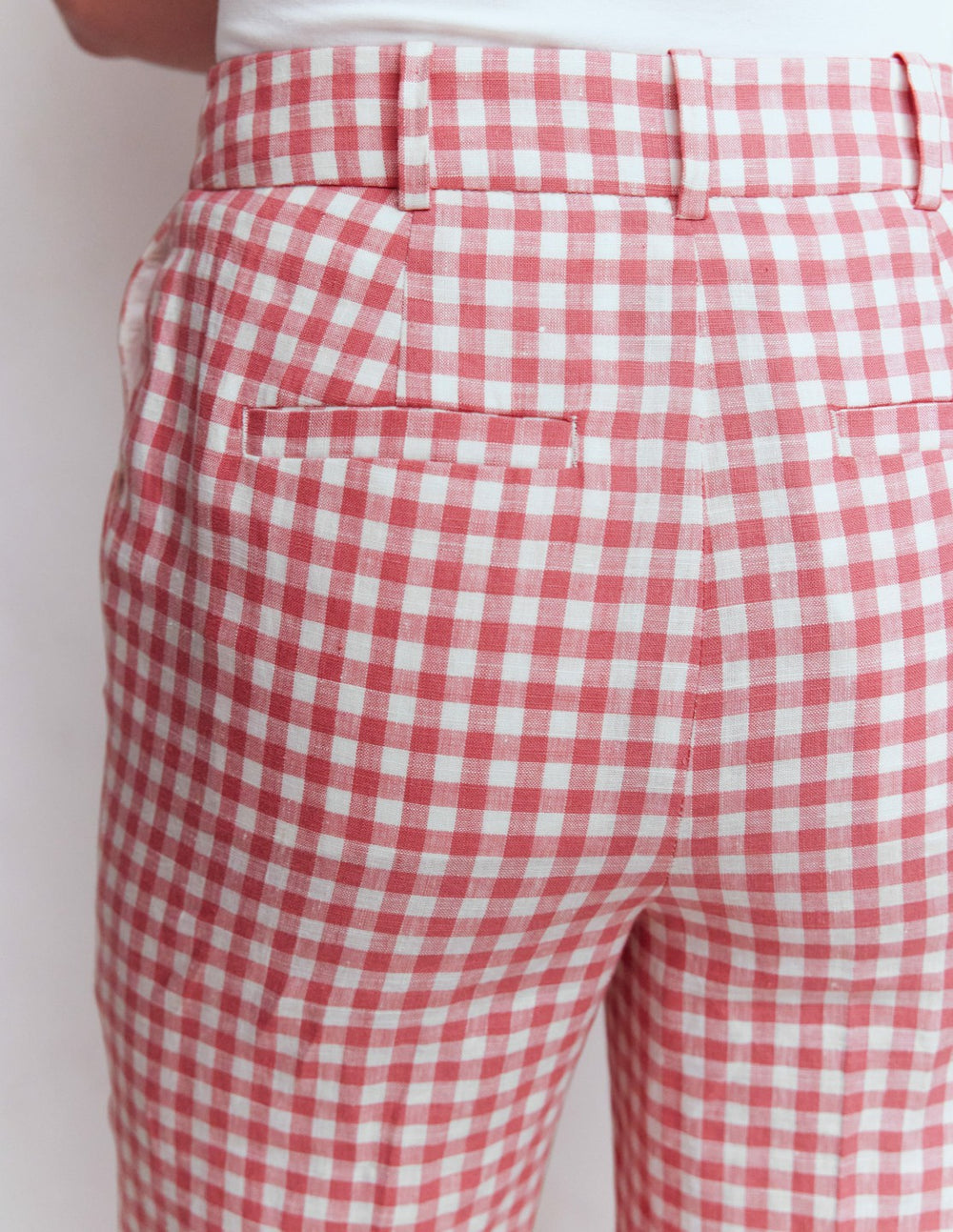 Canonbury 7/8 Linen Pants-Vintage Rose Gingham / Boden