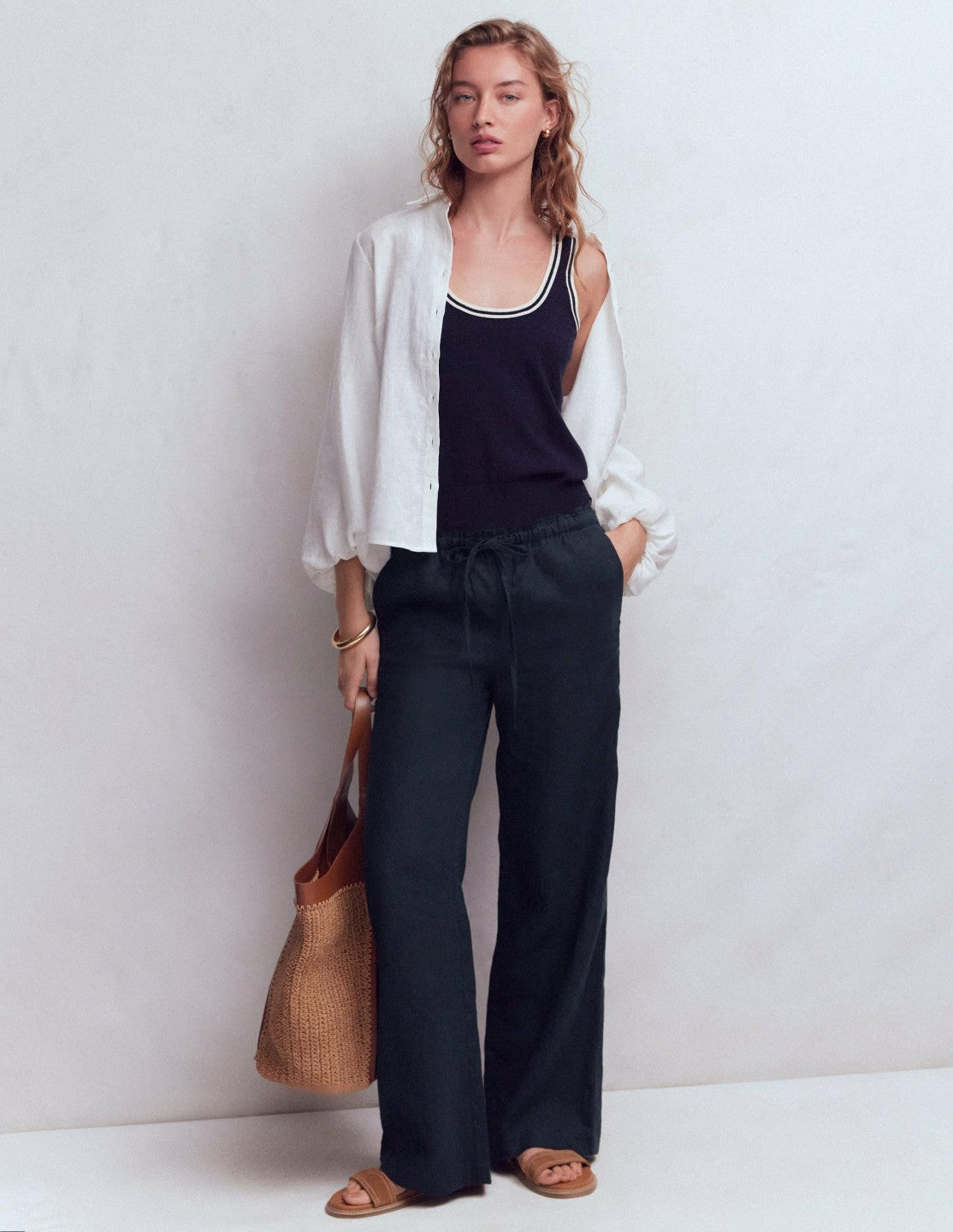 Islington Linen Pants-Navy / Boden Online