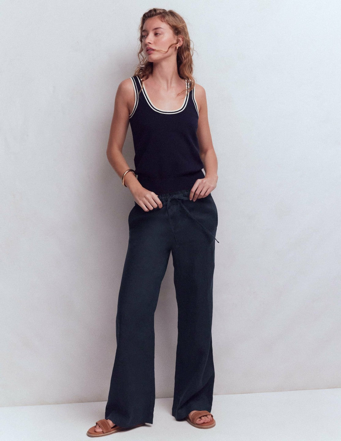 Islington Linen Pants-Navy / Boden Online
